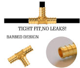 1/2 Inch Lead Free Brass Hose Barb , T PEX Tee Brass Barbed Fittings