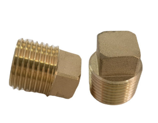 1/2" NPT Male Brass Tube Fitting Square Head Plug Solid