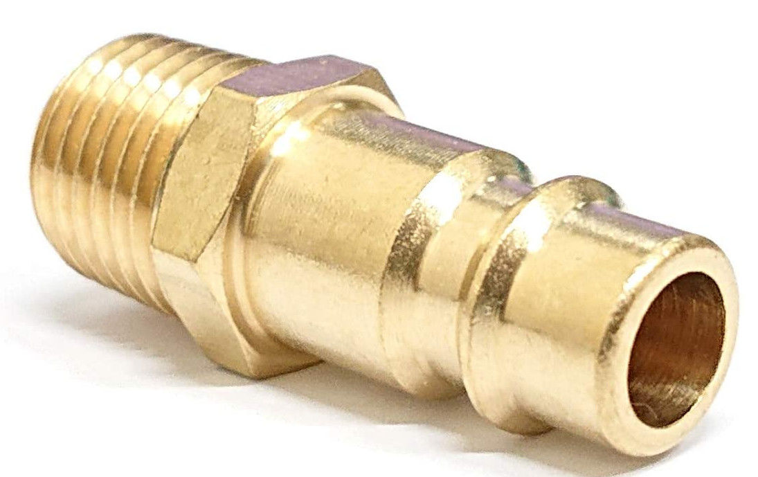 V Style 1/4 Inch NPT Quick Connect Air Fittings , Solid Brass Male Plug