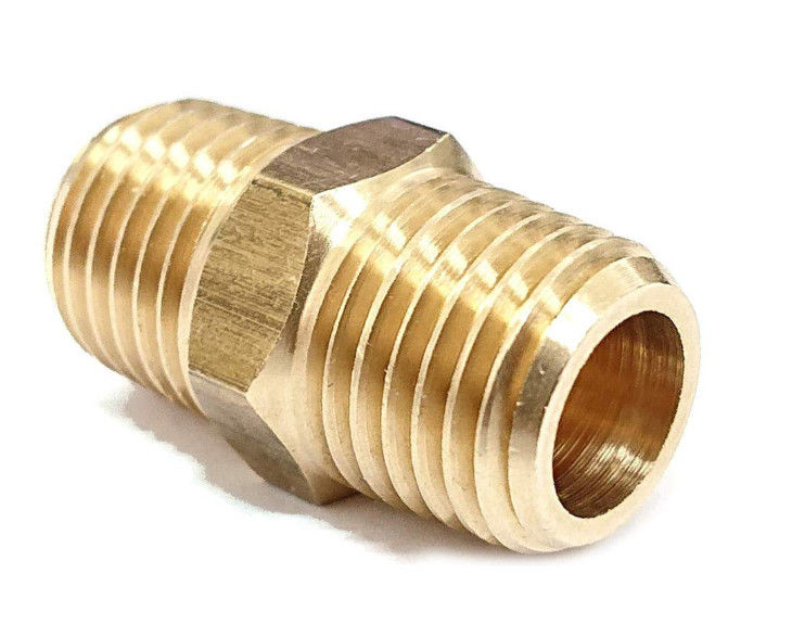 Pipe Fitting and Air Hose Fitings, Hex Nipple Coupling - 1/4-Inch NPT x 1/4-Inch NPT,Solid Brass, Male Pipe