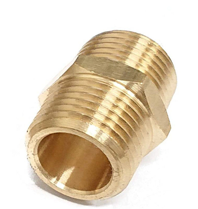 Brass Pipe Fitting, Hex Nipple, 1/2&quot; x 1/2&quot; NPT Male Pipe