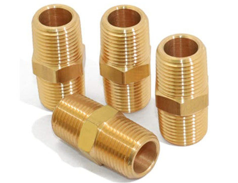 3/8 NPT Male Solid Brass Hex Nipples Equal Brass Pipe Adapter