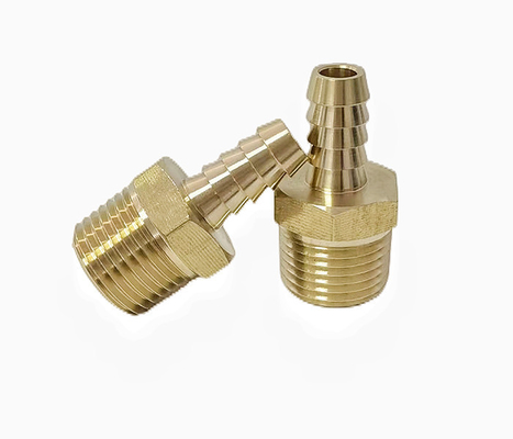 Solid Brass Pipe Air Hose End Fittings 1/4" Barb X 1/2" NPT Male Thread