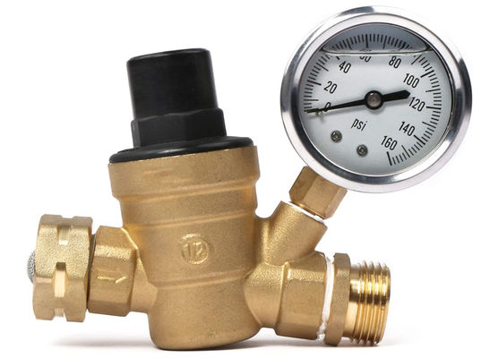 3/4" RV Lead Free Brass Water Pressure Regulator With Pressure Gauge garden using