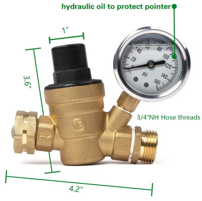 CNC 1/2 Inch Brass Water Pressure Regulator With Water Filter Net